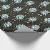 幸せで青いロボットパターン ラッピングペーパー (角)
