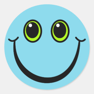 幸せで青いEmojiは直面します ラウンドシール