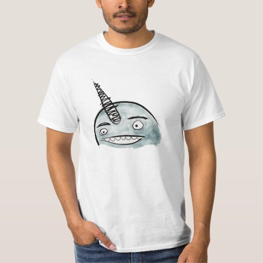 幸せで青いNarwhalの価値ワイシャツ Tシャツ (正面)