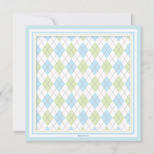 幸せで青くアーガイル柄のな男の子のベビーシャワーの招待状 招待状 (裏面)