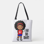 幸せで頭が切れるなアフリカ系アメリカ人の女の子のトートバック トートバッグ (裏面)