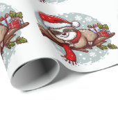 幸せで高いクリスマスのナマケモノ快適に眠る ラッピングペーパー (ロールコーナー)