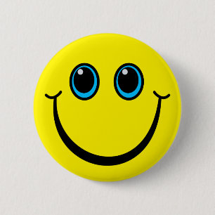 幸せで黄色いEmojiは直面します 缶バッジ
