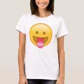 幸せで、おもしろいな舌のemojiのTシャツ Tシャツ (正面)