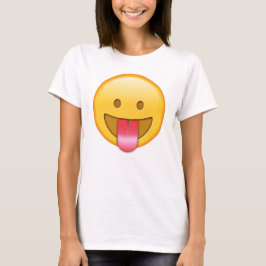幸せで、おもしろいな舌のemojiのTシャツ Tシャツ