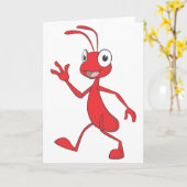 幸せで、フレンドリーな蟻の歩く カード (黄色い花)