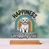 幸せとはしっぽを振ること 犬好きデザイン_1 アクリルサイン (ニュートラル)
