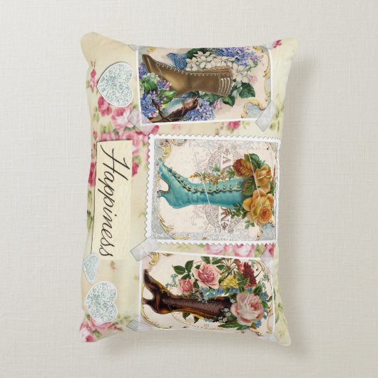 幸せとはステームパンクビクトリアンブーツ枕 アクセントクッション (裏面(縦))