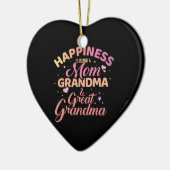 幸せとはママ、おばあちゃん、おばあちゃ素晴らしん セラミックオーナメント (左)
