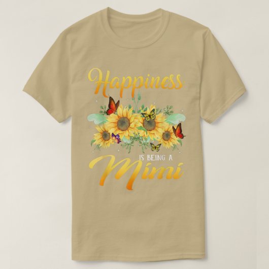 幸せとはミミ蝶のヒマワリT-S Tシャツ (デザイン正面)
