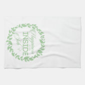 幸せとは内側の仕事の緑のリースキッチン キッチンタオル (横)