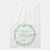 幸せとは内側の仕事の緑のリースキッチン キッチンタオル (縦)