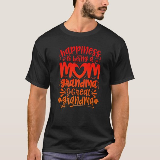 幸せとは母のおばあちゃん素晴らしだ Tシャツ (正面)