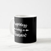 幸せとは祖母おもしろいの母だ コーヒーマグカップ (正面左)