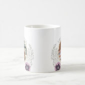 幸せとは… 2フォトピンクグリーンポップ・アートのアートフラワー コーヒーマグカップ (中央)