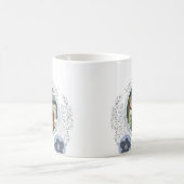幸せとは… 2フォトブルーグレーポップ・アートのアートフラワー コーヒーマグカップ (中央)