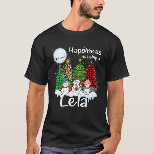 幸せとはLela Christmas Tree Leopard P Tシャツ (正面)