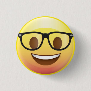 幸せなおたくガラスEmojiはPinに直面します 缶バッジ