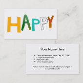 幸せなおもしろいの多彩な単語の芸術のユニークなフォントのデザイン 名刺 (正面/裏面)