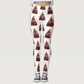 幸せなおもしろいウンチ絵文字レギンス レギンス (正面)