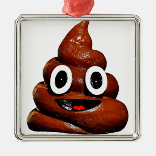 幸せなおもしろいウンチ メタルオーナメント (正面)