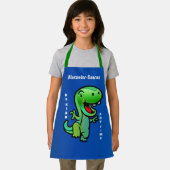 幸せなおもしろい恐竜の緑は親切な子供がパーソナライズ エプロン (インサイチュ)