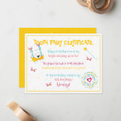 幸せなおもしろい歯の妖精の証明書黄色ポップ・アートの色 ノートカード (正面/裏面インサイチュ)