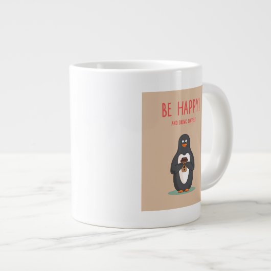 幸せなおよび飲み物のコーヒーがあって下さい ジャンボコーヒーマグカップ (正面右)