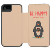 幸せなおよび飲み物のコーヒーがあって下さい INCIPIO iPhoneウォレットケース (フォリオ Open)