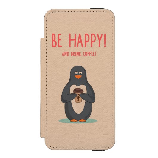 幸せなおよび飲み物のコーヒーがあって下さい INCIPIO iPhoneウォレットケース (フォリオ 正面)