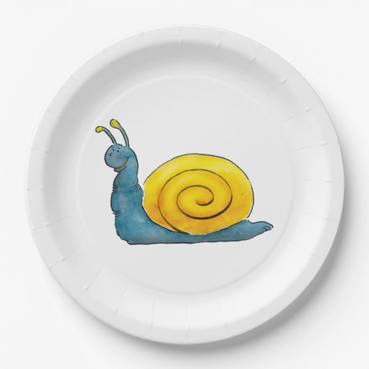 幸せなかたつむり|愛らしい動物 ペーパープレート (正面)