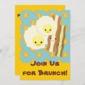 幸せなかわいい卵ベーコンブランチ朝食 招待状 (正面/裏面)