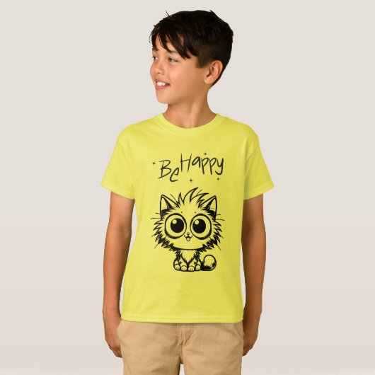 幸せなかわいい猫の子供たち Tシャツ (正面フル)