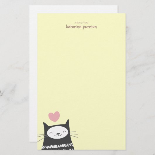 幸せなかわいい猫のPersonalizableのノート紙 便箋 (正面/裏面)