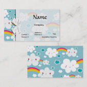幸せなかわいい虹と雲の空のパターン 名刺 (正面/裏面)
