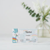 幸せなかわいい虹と雲の空のパターン 名刺 (スタンド正面)