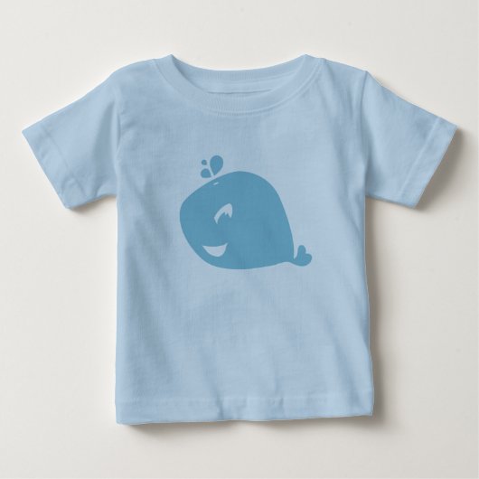 幸せなかわいい青いクジラ ベビーTシャツ (正面)