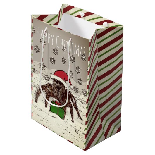 幸せなくものクリスマスの名前をカスタムするのギフトバッグ ミディアムペーパーバッグ (正面アングル)