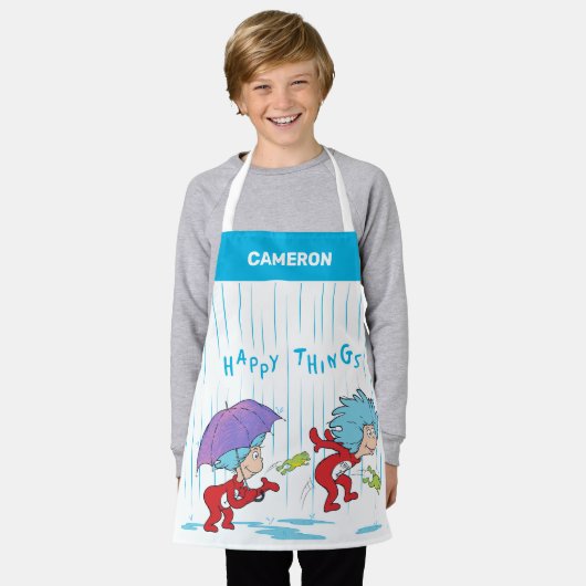 幸せなこと二つ エプロン (着用した状態)