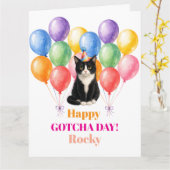 幸せなご契約記念日 タキシード猫 ペット カード (黄色い花)
