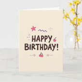 幸せなさくらんぼの誕生日カード カード (黄色い花)