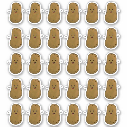 幸せなじゃがいものたくさんステッカー シール (正面)