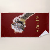 幸せなだちょう- ビーチタオル (正面)