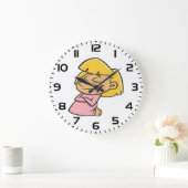 幸せなにこにこ少女のキャラクター ラージ壁時計 (ホーム)