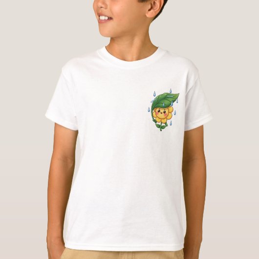 幸せなひまわりの葉の傘 子供 Tシャツ (正面)