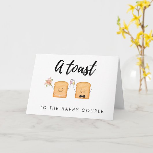 幸せなふたりに乾杯 | かわいい結婚カード カード (黄色い花)