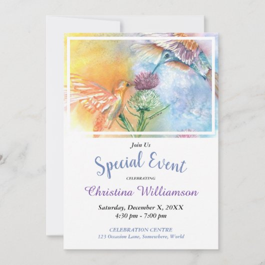 幸せなぶんぶんいう鳥のパーティーのイベントの招待 招待状 (正面)