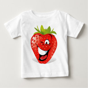 幸せなまばたきのいちごの顔 ベビーTシャツ
