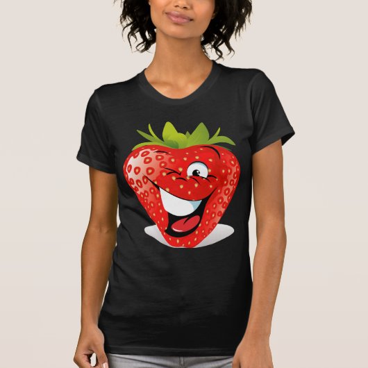 幸せなまばたきのいちごの顔 Tシャツ (正面)