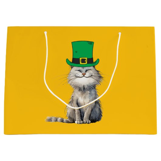 幸せなアイルランドの猫 ラージペーパーバッグ (正面)